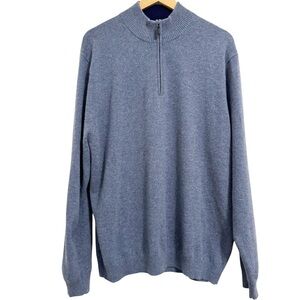 Tyler Boe 1/4 Zip Front Cashmere Sweater Blue XXL